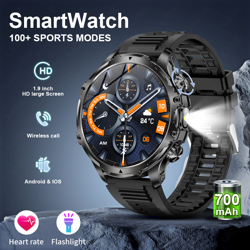 Timex Watches Smartwatch - LIGE Smartwatch 군용 남성용 1.9 