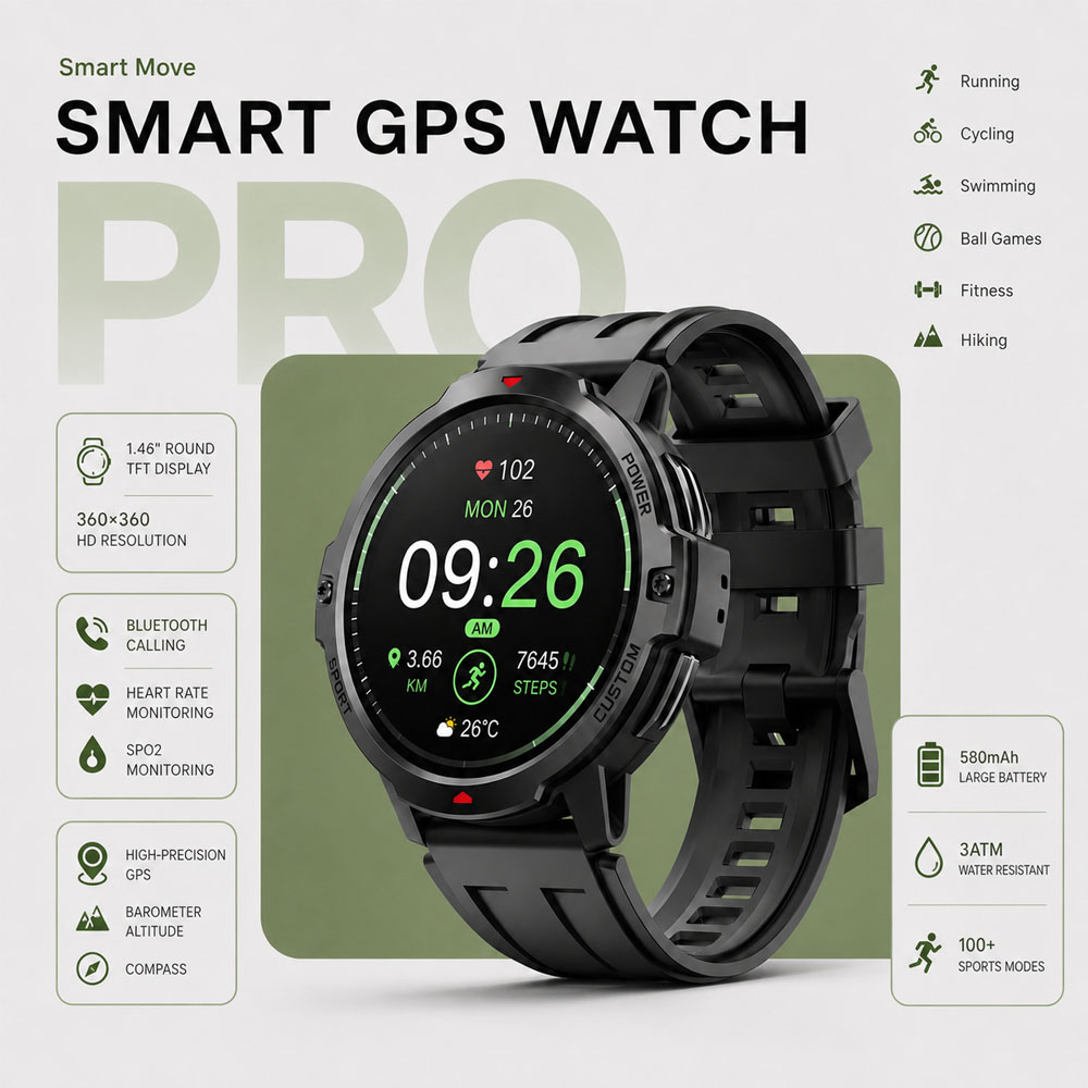 Timex Watches Smartwatch - 새로운 1.46인치 군용 GPS 스마트워치 3ATM