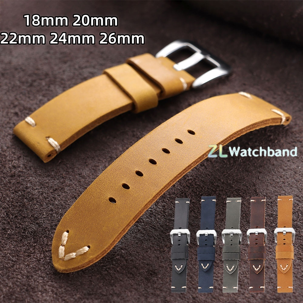 Seiko Watches Smartwatch - 빈티지 소가죽 시계줄 18mm 20mm 22mm