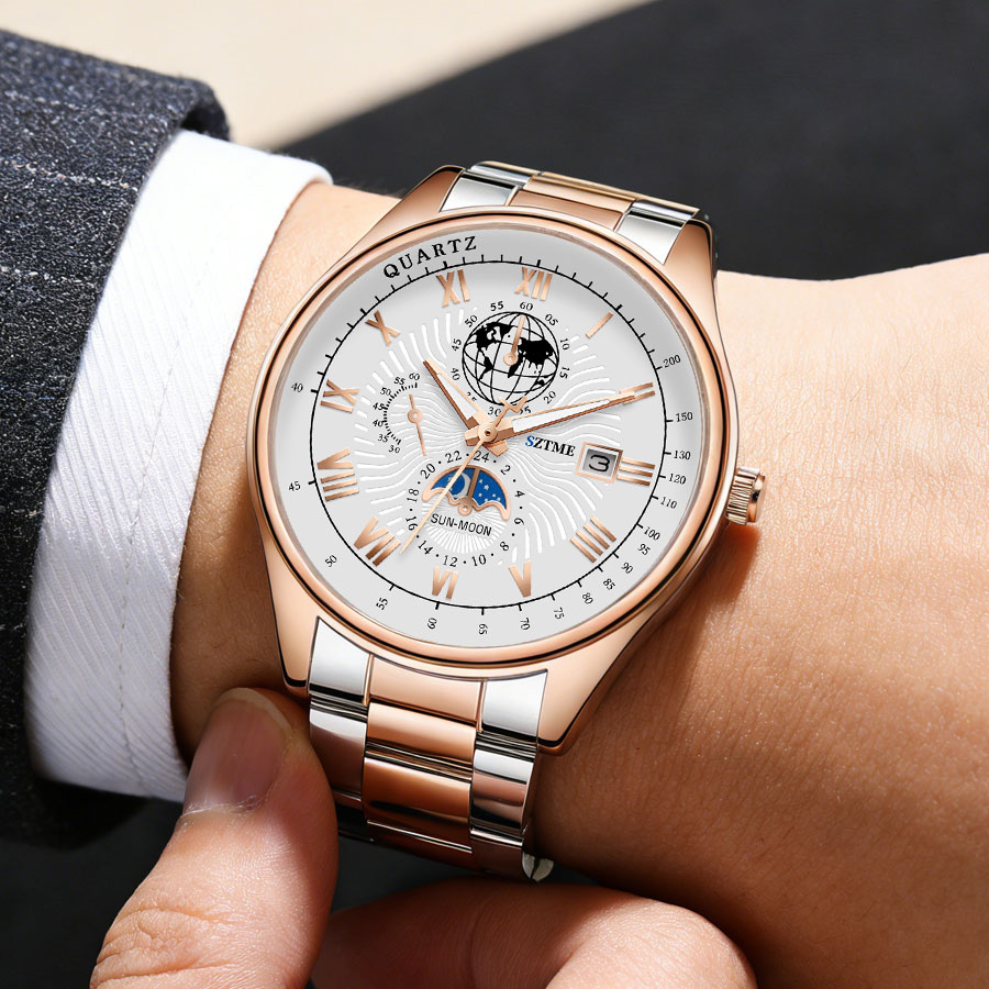 비즈니스 고급 남성용 시계 스틸 밴드 캘린더 로마 패턴 - Smartwatch Trending Watches For Men 리뷰 및 가격