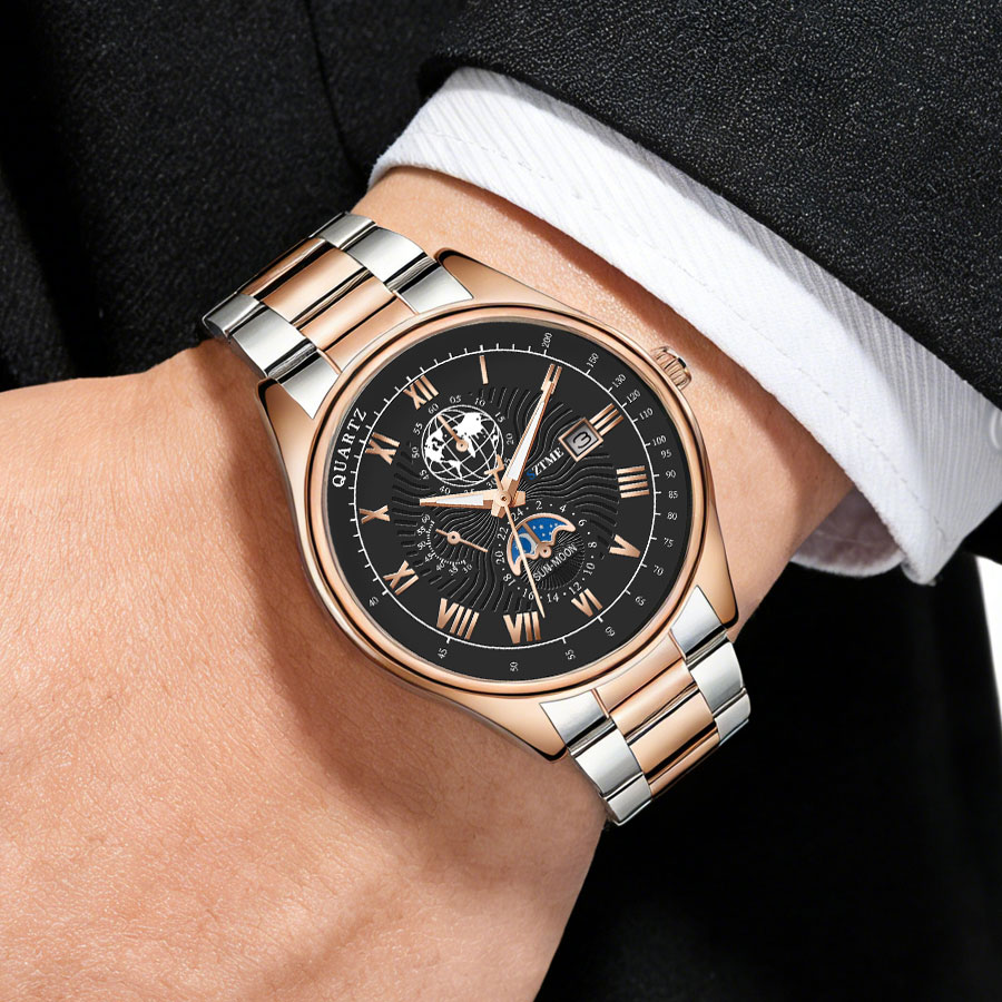 비즈니스 고급 남성용 시계 스틸 밴드 캘린더 로마 패턴 - Smartwatch Trending Watches For Men 리뷰 및 가격