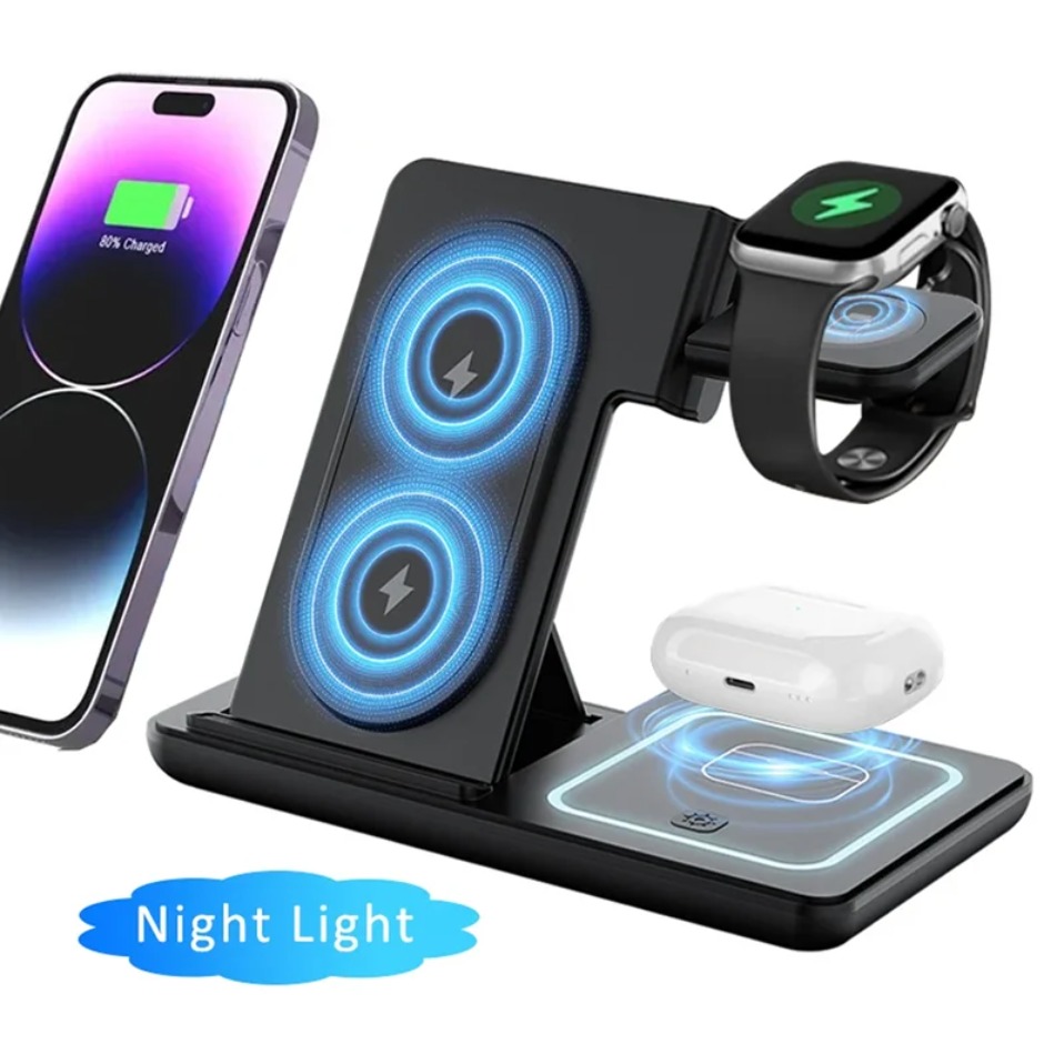 야간 LED 조명 3 in 1 무선 충전기 접이식 스탠 - Watches Smartwatch Samsung 리뷰 및 가격